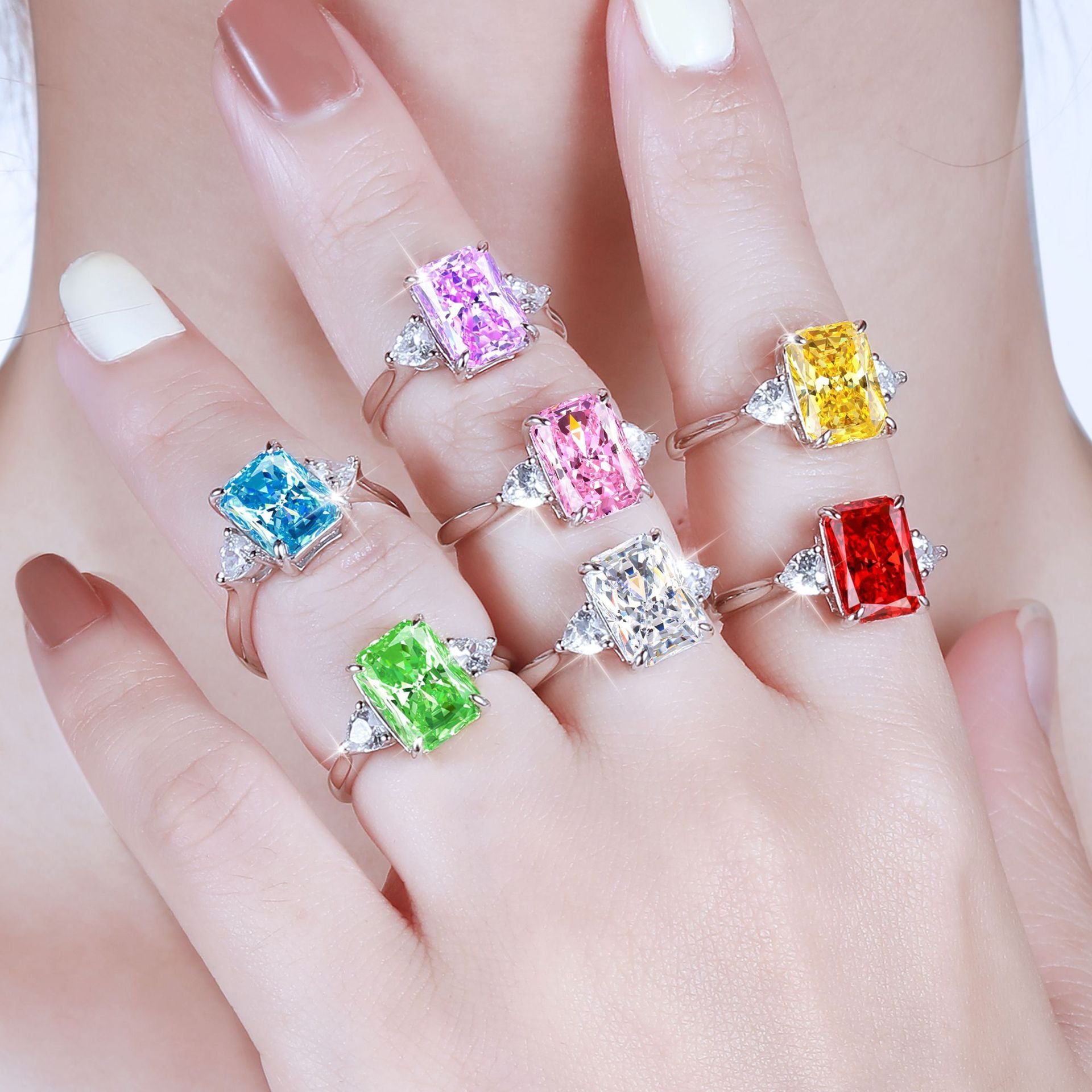 Damen Eleganter Zirkonring mit strahlendem Aquamarin-Shop Nory