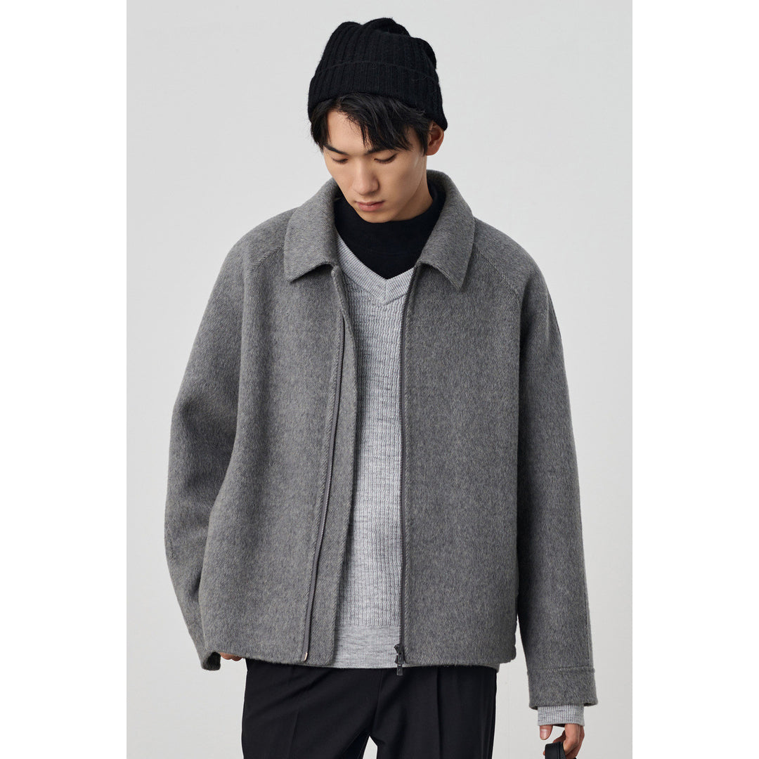 Herren Boxy‑Wollblouson mit verdecktem Zwei‑Wege‑Reißverschluss und Hemdkragen Shop Nory