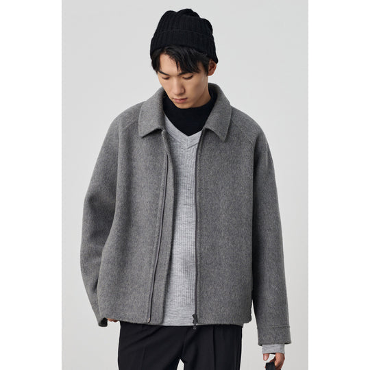 Herren Boxy‑Wollblouson mit verdecktem Zwei‑Wege‑Reißverschluss und Hemdkragen Shop Nory