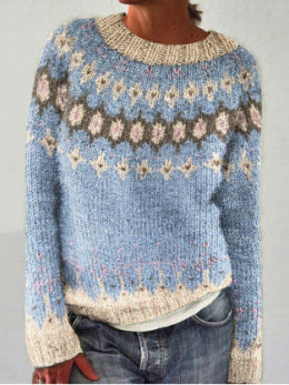 Damen nan Norwegerpullover aus Wollmix mit Rundhalsausschnitt und traditionellem Fair-Isle-Yoke Shop Nory