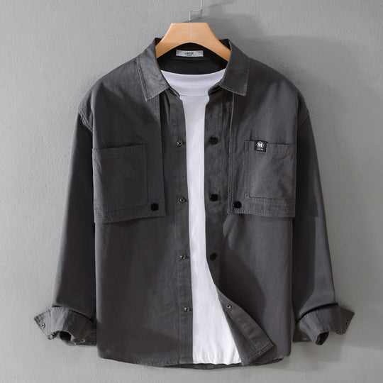 Herren Baumwoll-Overshirt mit Druckknopfleiste, Doppel-Brusttaschen und relaxed Fit Shop Nory