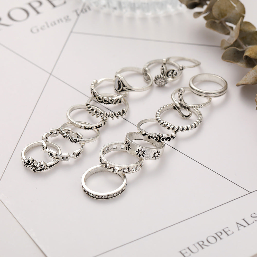 Damen Ring-Set mit filigranen und symbolischen Designs Shop Nory