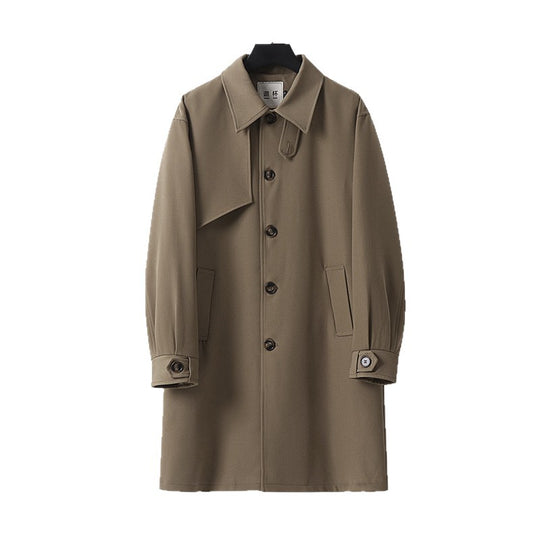Herren Zeitloser Wollmix-Mantel mit asymmetrischer Sturmklappe und geradem Schnitt Shop Nory