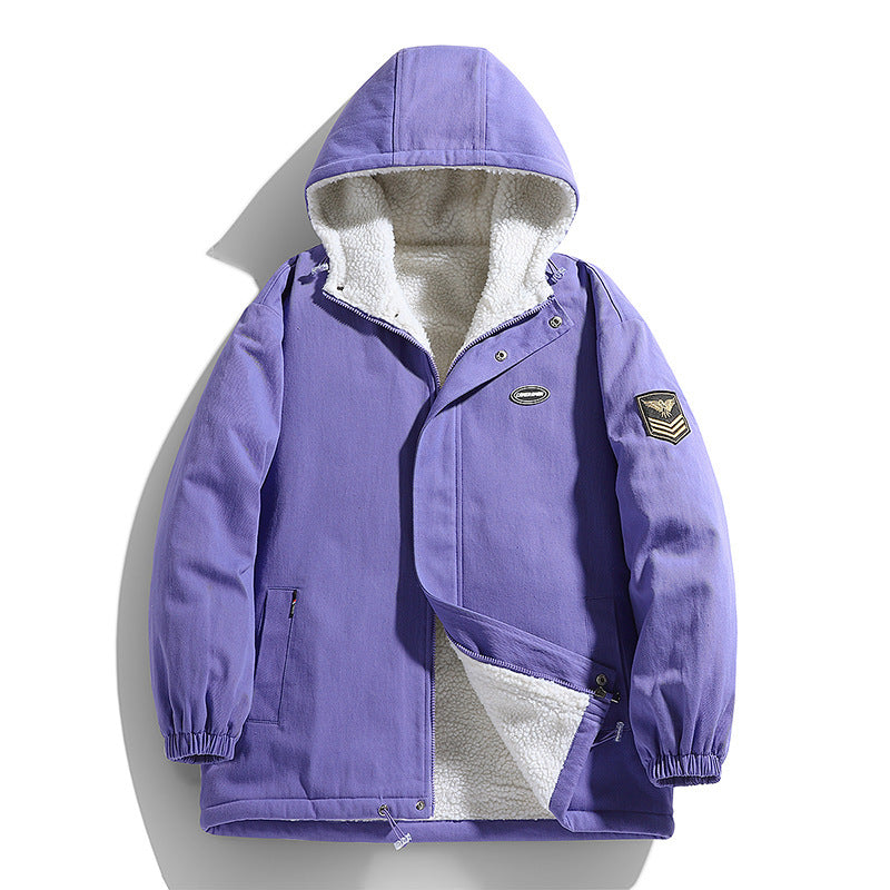 Herren Kapuzen-Canvasparka mit Teddyfleece-Innenfutter und Military‑Patch Shop Nory