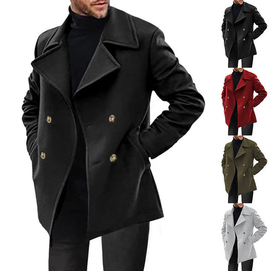 Herren Designer Wollmantel mit doppelter Knopfleiste