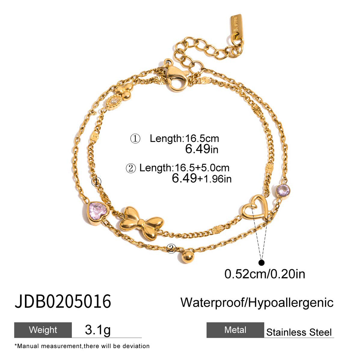 Damen Armband aus hypoallergenem Edelstahl mit bunten Perlen und Perlenelement Shop Nory