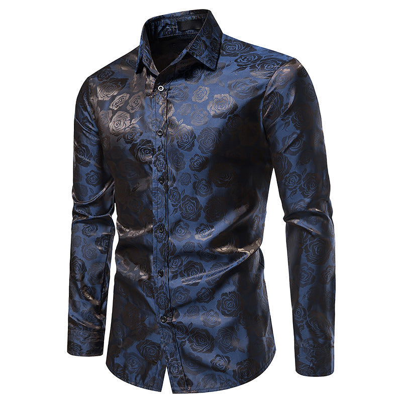 Herren Hemd mit floralen Prägungen und elegantem Glanz