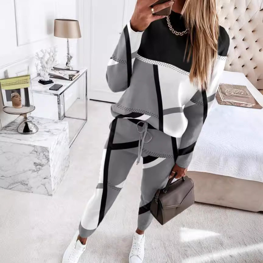 Damen nan gemustertes Freizeit-Set aus Sweatshirt und Jogginghose Shop Nory