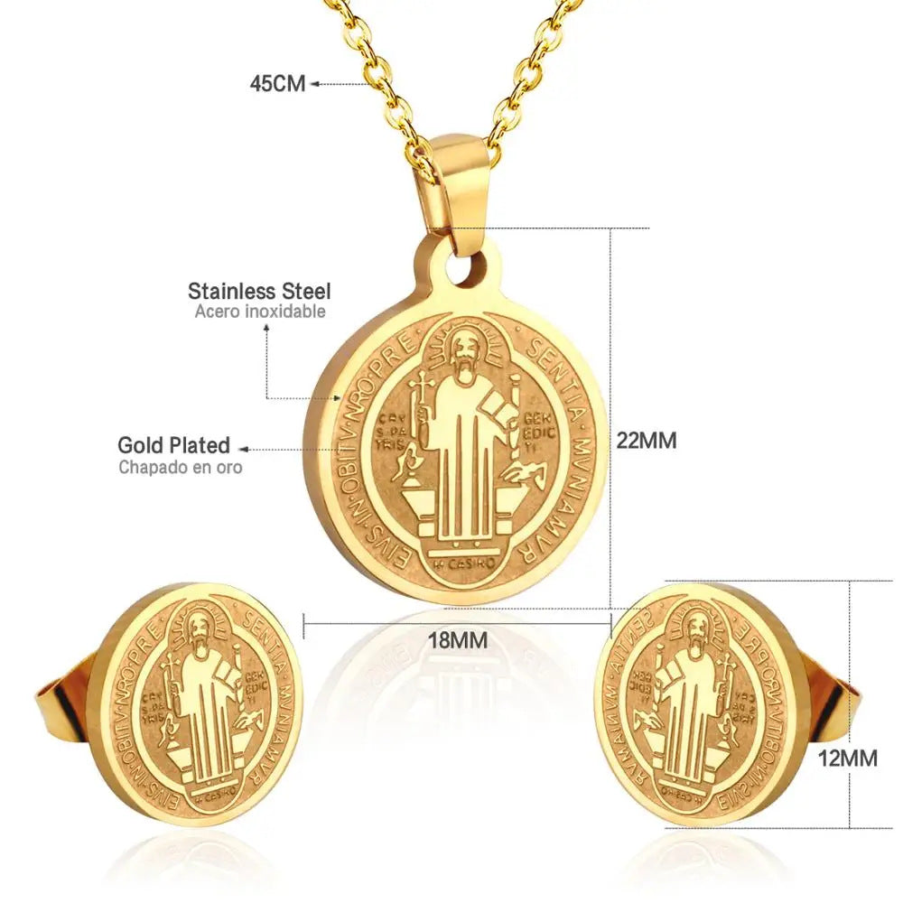 Damen Schmuckset mit Baum-Anhängern aus hochwertigem Edelstahl und goldplattiertem Design Shop Nory