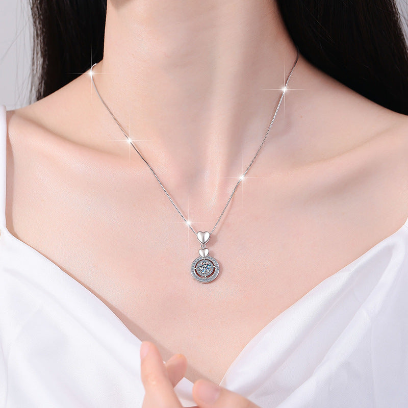 Damen Halskette mit herzförmigem Anhänger und funkelndem Kristalldesign Shop Nory