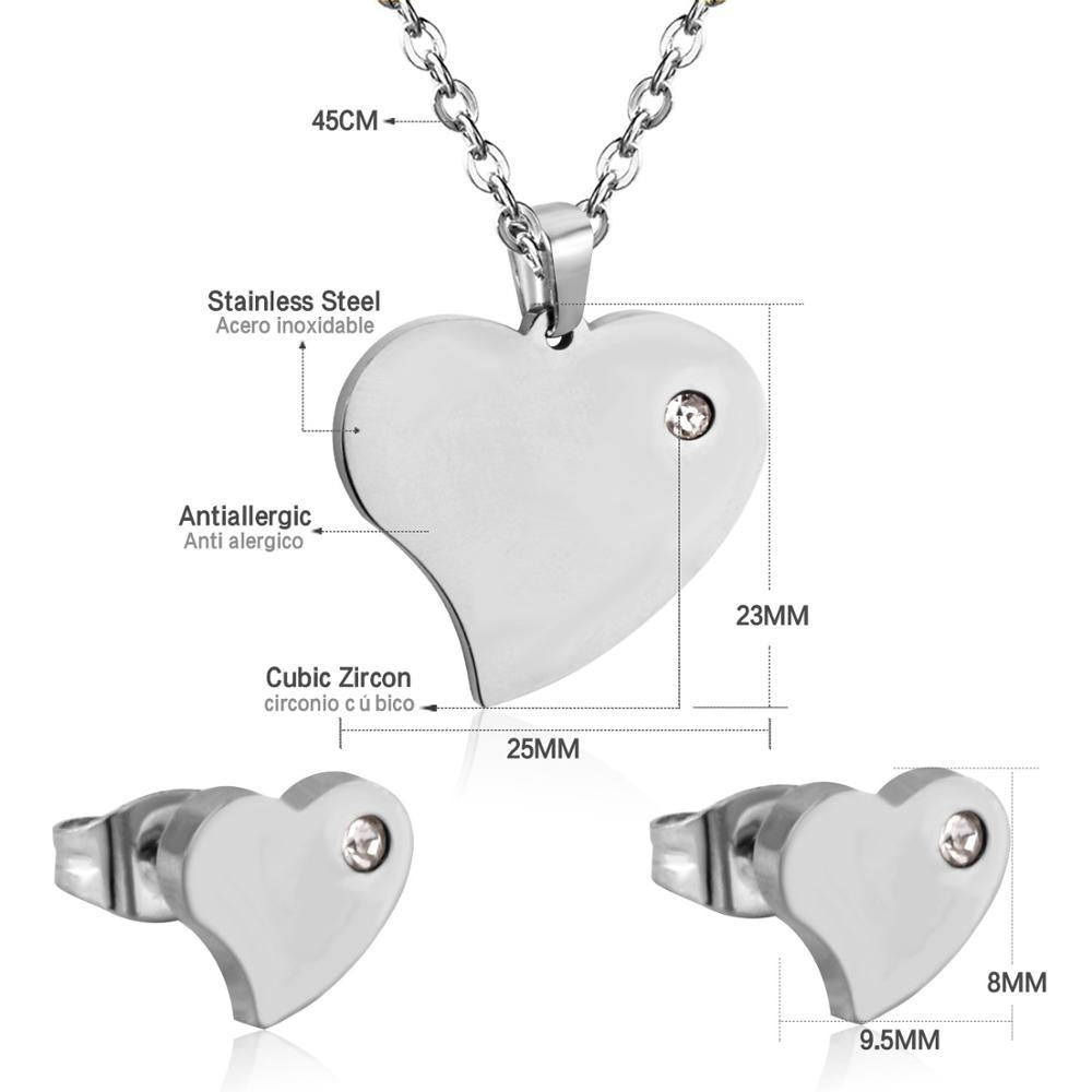 Damen Schmuckset mit Herzanhänger und Ohrringen aus hochwertigem Edelstahl Shop Nory