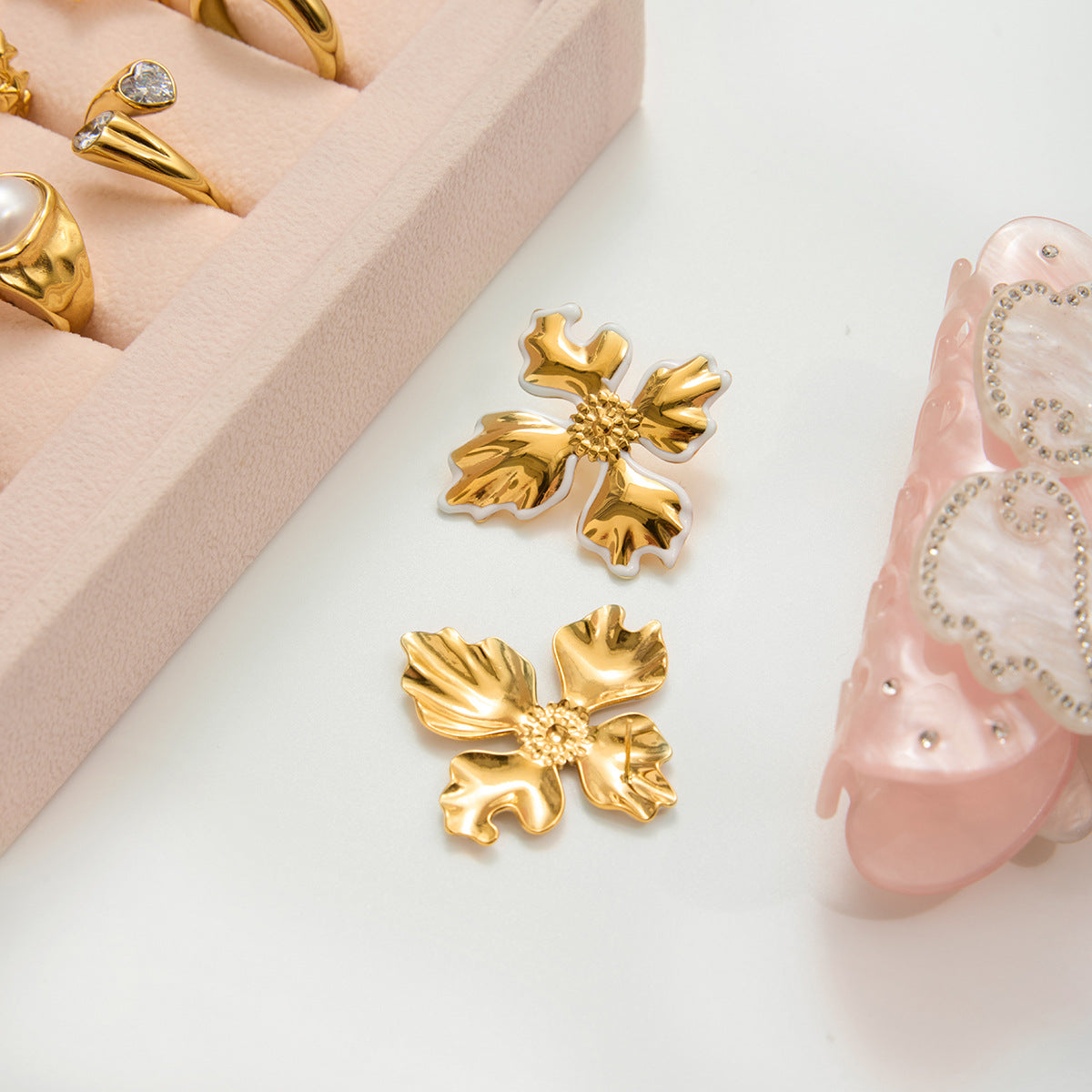 Damen Ohrhänger im floralen Design aus hypoallergenem Edelstahl Shop Nory