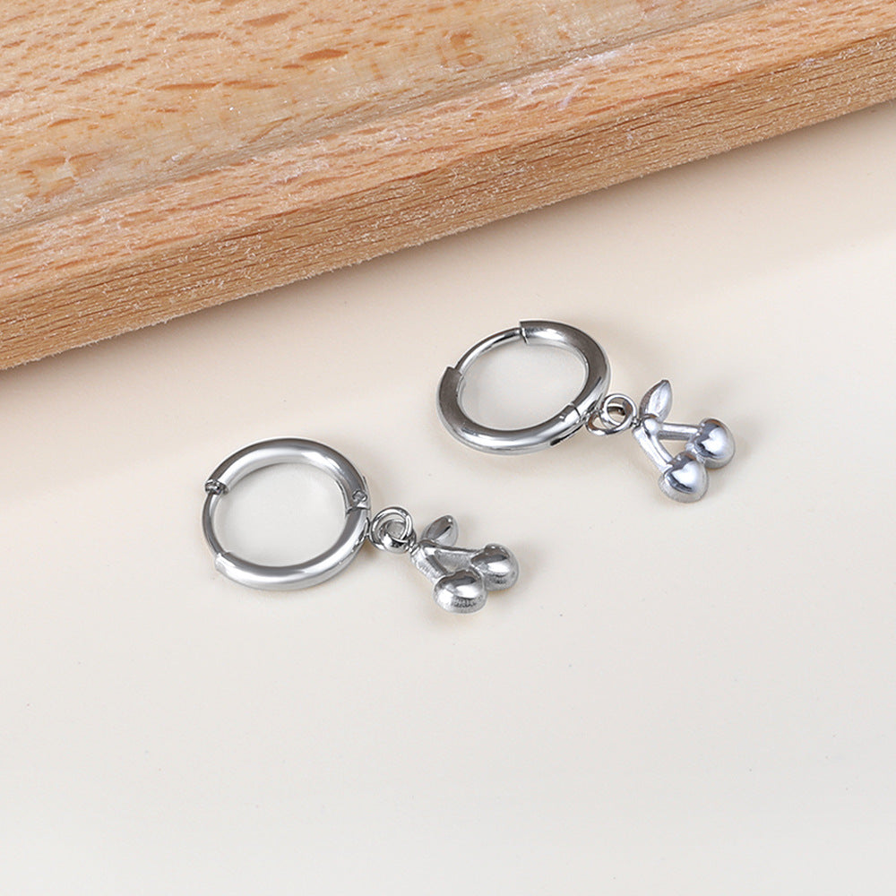 Damen Hängende Ohrstecker mit Kirschmotiven Shop Nory