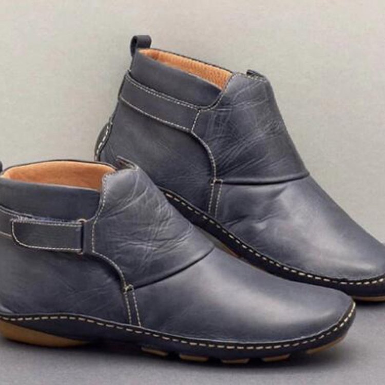 Damen Weiche Leder‑Stiefelette mit Klettverschluss, ergonomischer Laufsohle und gepolstertem Fußbett Shop Nory