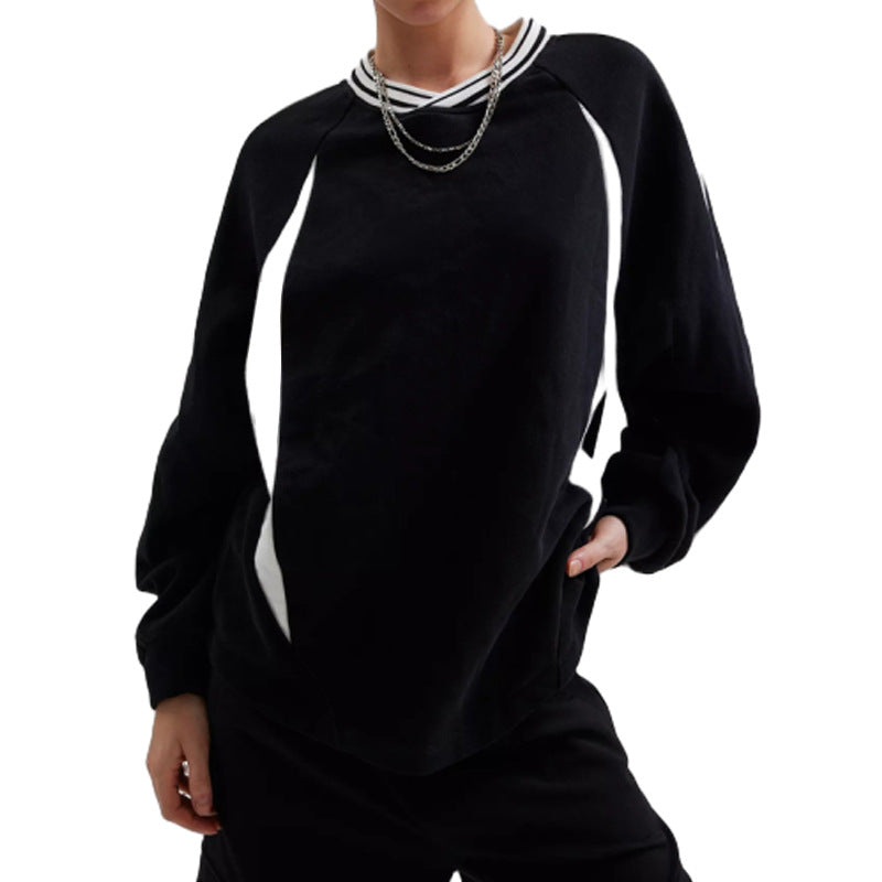 Damen Oversize Sweatshirt mit Raglanärmeln und Kontraststreifen Shop Nory