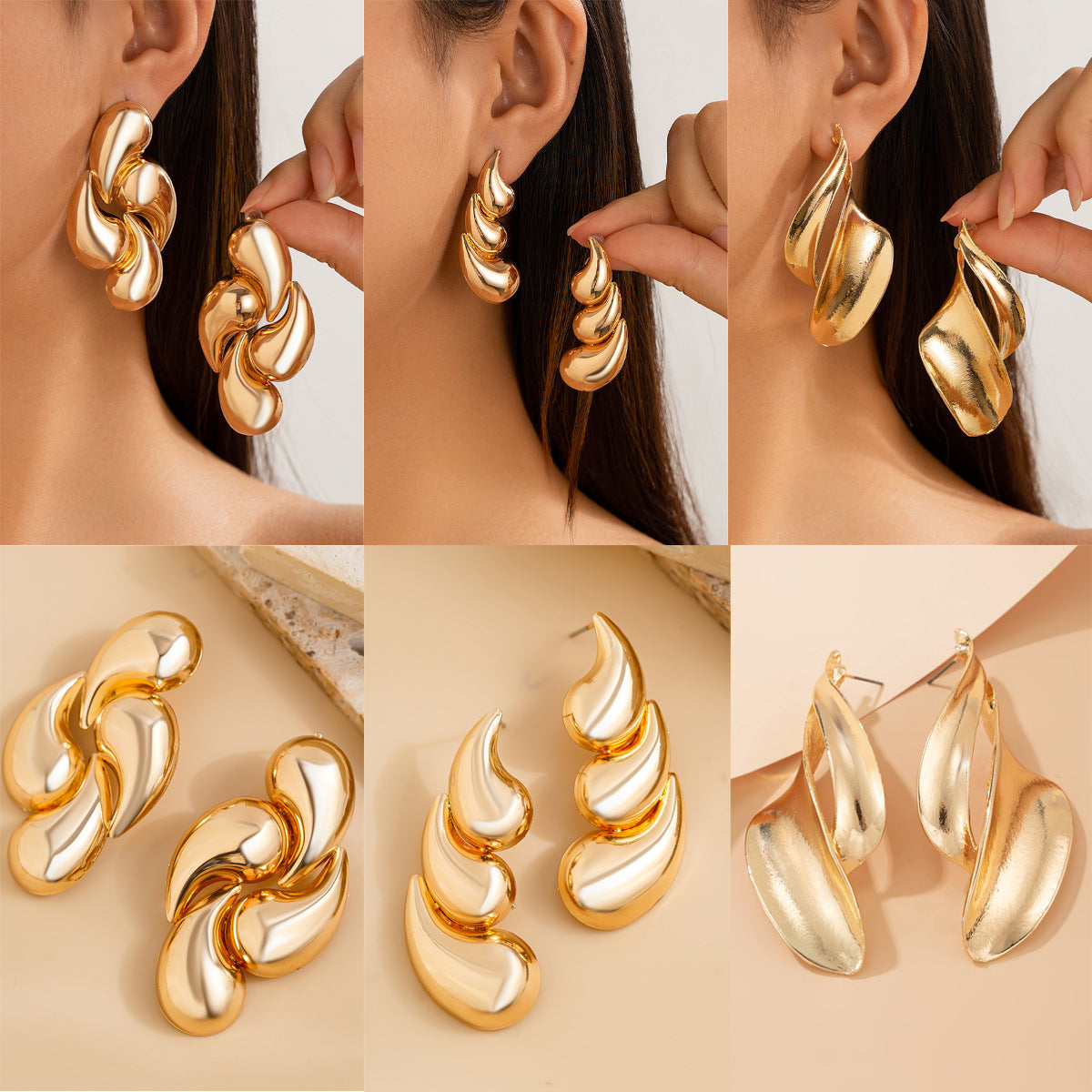 Damen Statement-Ohrringe mit elegantem Schwung