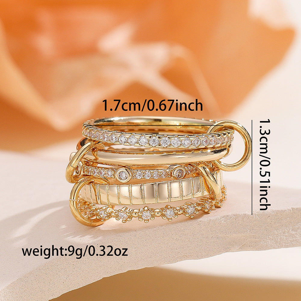 Damen Elegantes und vielfältiges Ring-Set mit funkelnden Details Shop Nory