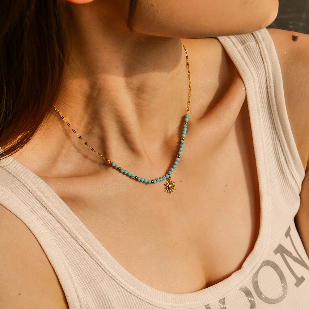 Damen Halskette mit schimmernden Kristallen und elegantem geometrischen Design Shop Nory