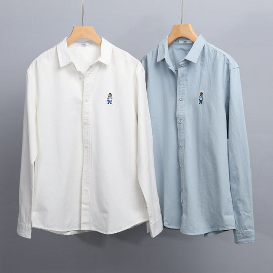Herren Leichtes Hemd-Overshirt aus Baumwolltwill mit kleiner Figurenstickerei und kastigem Schnitt Shop Nory