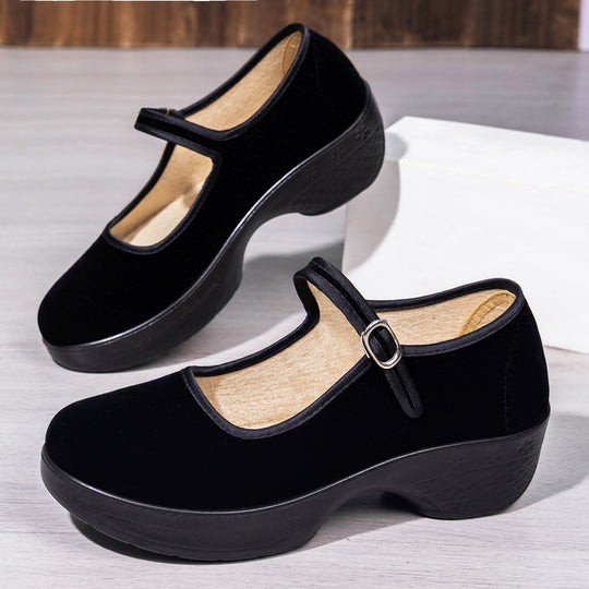 Damen nan Mary-Jane Komfortslipper mit verstellbarem Riemen, orthopädisch inspiriertem Keilfußbett und griffiger Leichtprofilsohle Shop Nory