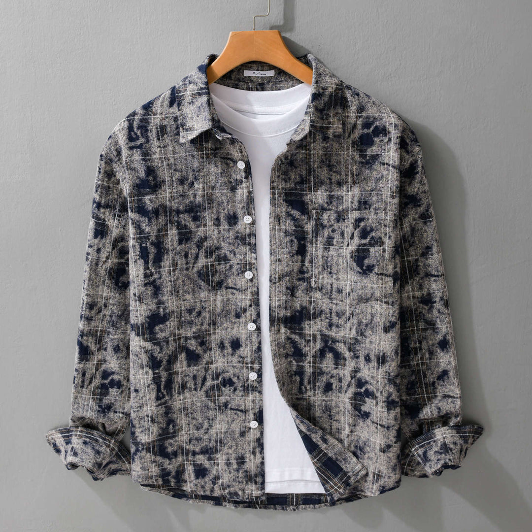 Herren Gebleichte Karo-Flanell-Overshirt Jacke im Used‑Look Shop Nory
