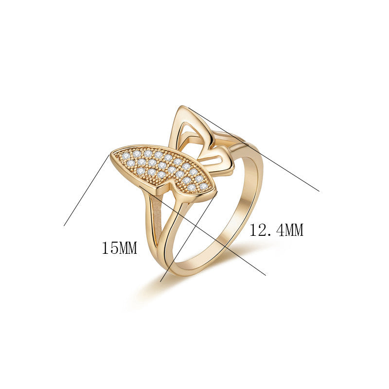 Damen eleganter Ring mit filigranem Schmetterlingsdesign Shop Nory