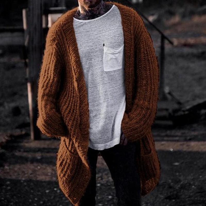 Herren Großer Strickcardigan mit tiefem Schnitt und strukturiertem Design