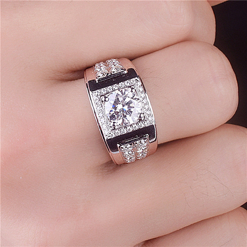 Herren eleganter Ring mit funkelndem Zirkonia-Besatz Shop Nory