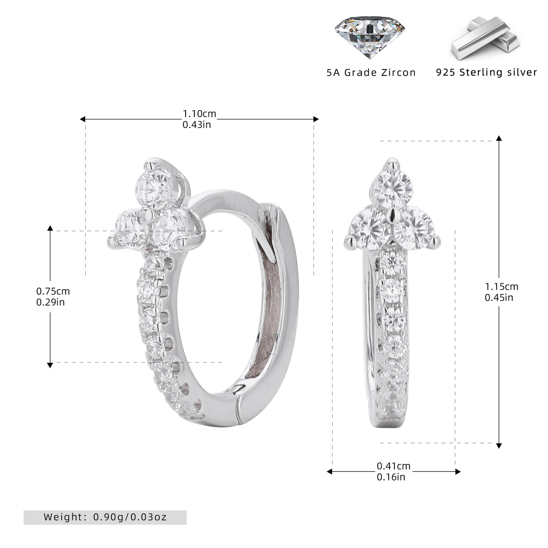 Damen Ohrhänger mit glitzerndem Zirkonmotiv und hochwertigem 925 Sterling Silber Shop Nory