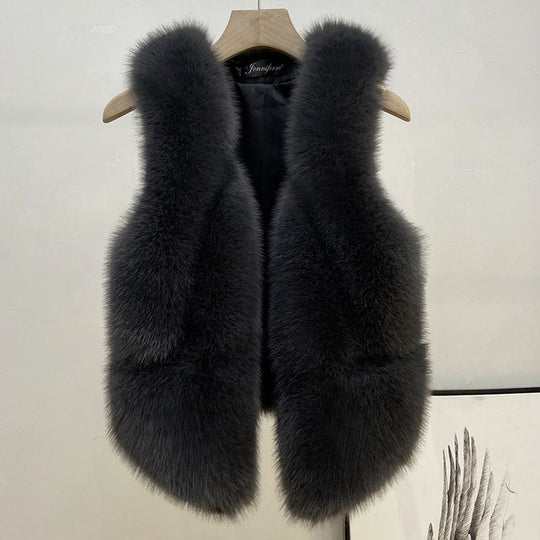 Damen Ärmellose Hochflor-Faux-Fur-Weste mit taillierter Passform und Eingrifftaschen Shop Nory