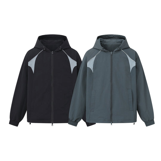 Unisex Leichtgewichtiger Boxy-Kapuzenblouson mit Zwei‑Wege‑Reißverschluss und Kordelzugsaum Shop Nory