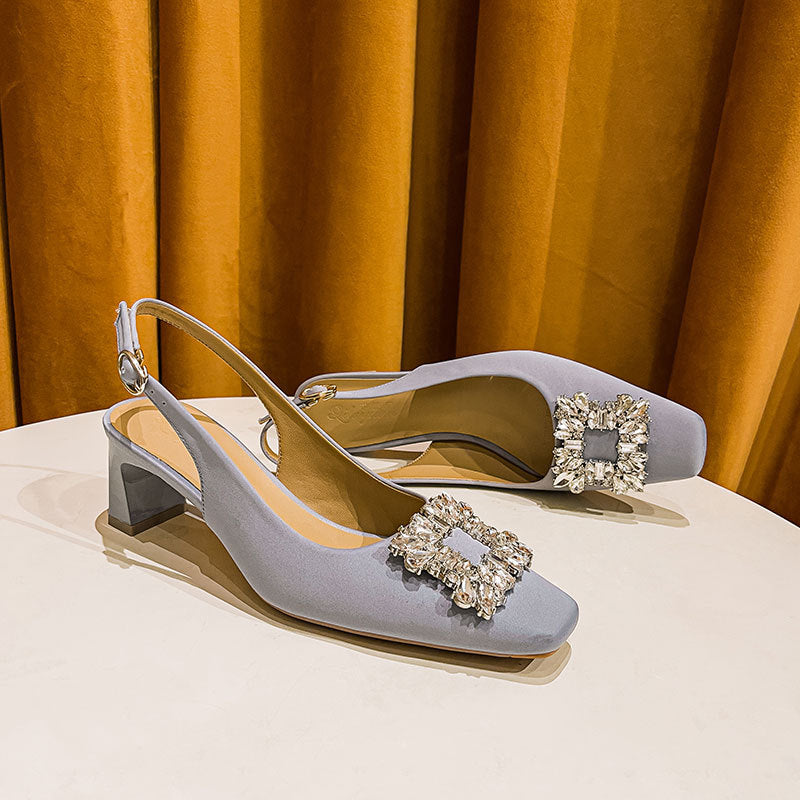 Damen Slingback-Pumps mit funkelndem Schmuckdetail Shopnory