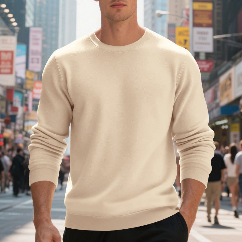 Herren lässiger Rundhals-Sweatshirt aus hochwertigem Baumwollmix mit strukturiertem Material