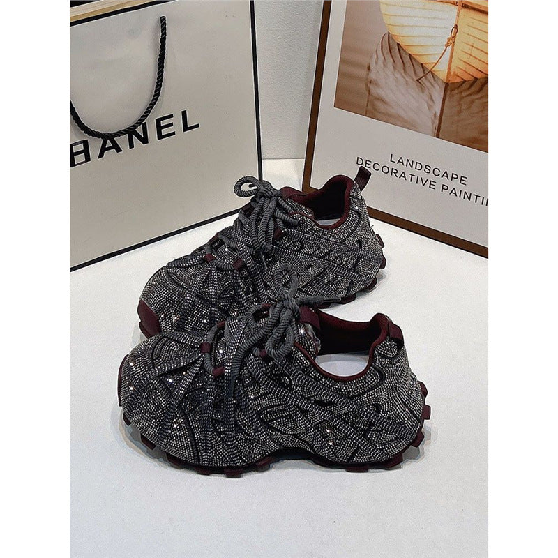 Damen Glamouröse kristallbesetzte Chunky-Sneaker mit skulpturierter Sohle Shop Nory