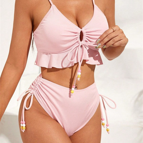 Damen Badeanzug mit Rüschendetails und verstellbaren Trägern