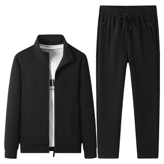 Herren Jogginganzug-Set aus Baumwollmix mit Stehkragen Reißverschlussjacke und Kordelbundhose Shop Nory
