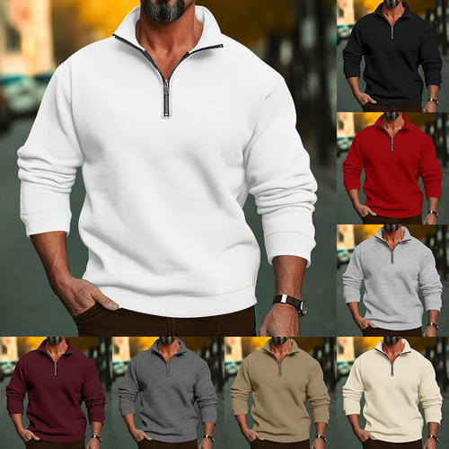 Herren Sweatshirt mit halblangem Reißverschluss und weichem Innenfutter
