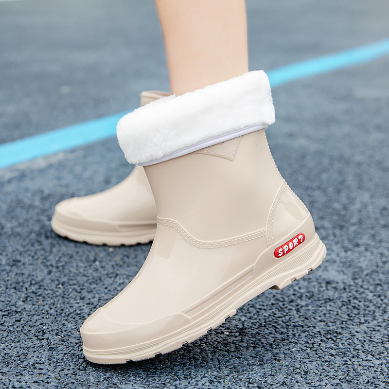 Damen Ankle‑Gummistiefel im Chelsea‑Stil mit glänzender Schutzschicht und griffiger Profilsohle Shop Nory