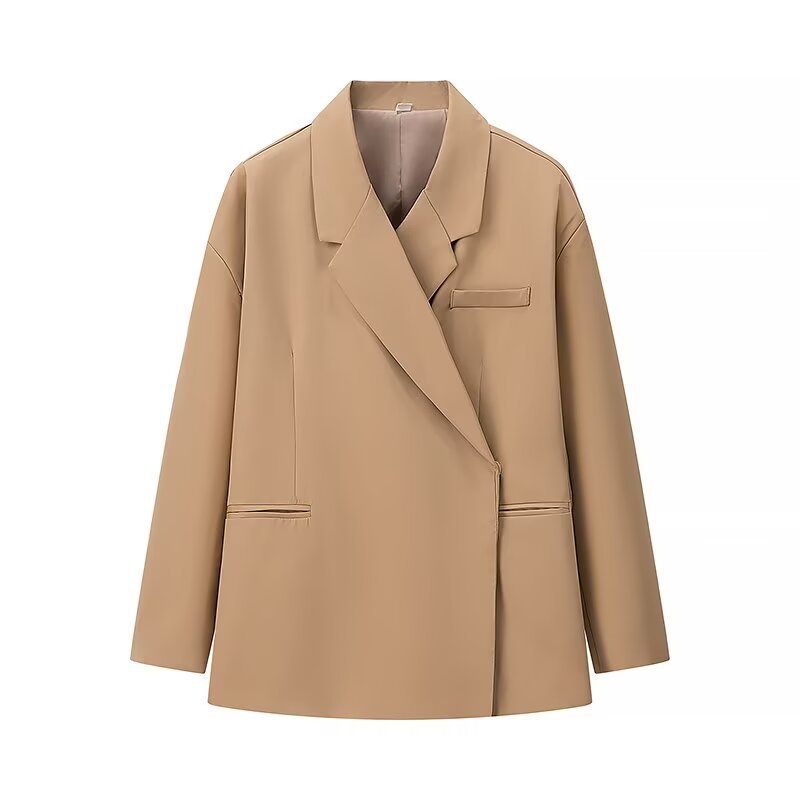 Damen Oversize-Kastenblazer mit schlichten Leistentaschen und weitem Revers Shop Nory