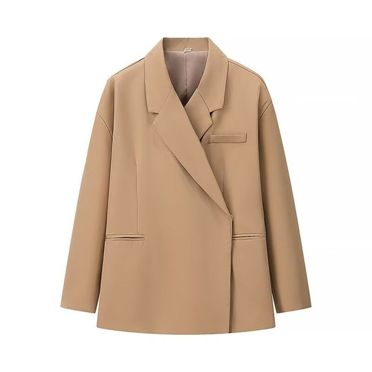 Damen Oversize-Kastenblazer mit schlichten Leistentaschen und weitem Revers Shop Nory