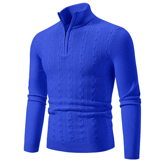 Herren Schmaler Halbzip-Zopfmuster-Pullover mit Thermo-Feinstrick und Rippsaum Shop Nory