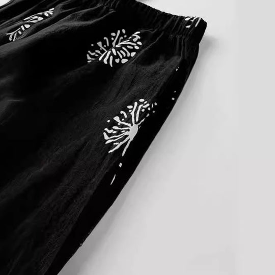Damen Weite Culotte-Hose mit überlappendem Tulpen-Saum und elastischem Bund Shop Nory