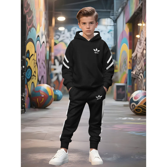 Unisex Kinder Jogginganzug mit Kapuzenpullover und detailreichem Auto-Print Shop Nory