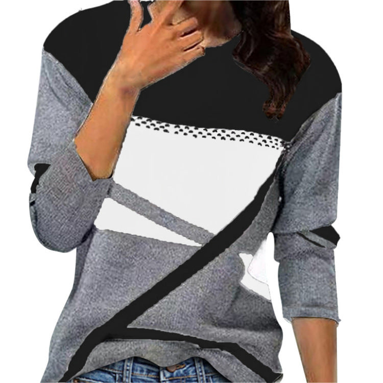 Damen Locker geschnittener Strickpullover mit geometrischem Colorblock und dreiviertelärmeln Shop Nory