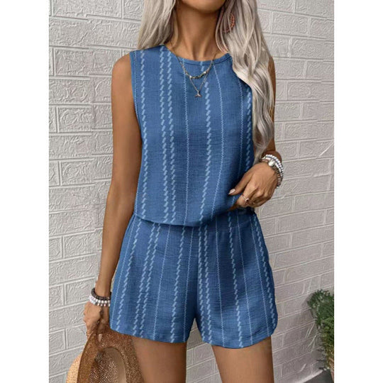 Damen lässiges Set mit ärmellosem Oberteil und Shorts