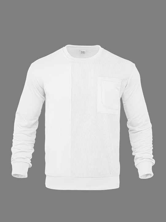 Herren Langärmeliges Struktur-Sweatshirt mit Brusttasche und Rippdetail Shop Nory