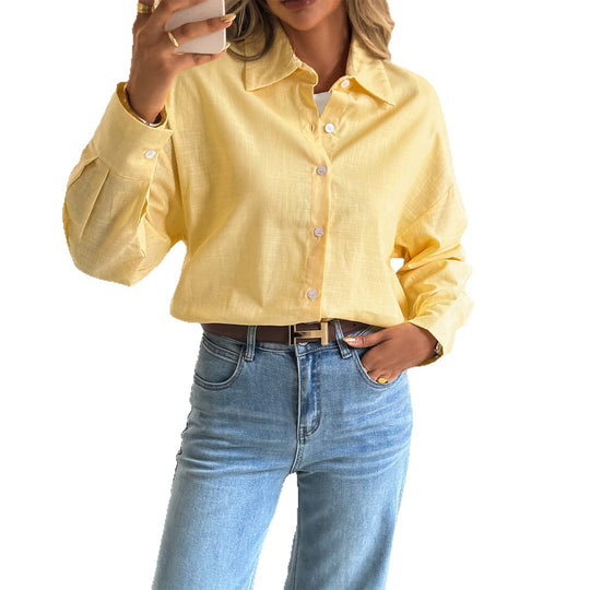 Damen nan oversized Leinen-Hemdbluse mit kastigem Schnitt und verdeckter Knopfleiste Shop Nory