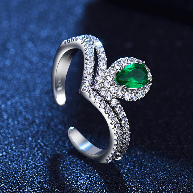 Damenring mit elegantem Tropfenmandarin und funkelnden Zirkonia-Elementen Shop Nory