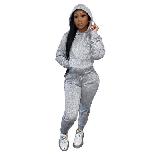 Damen nan Kapuzen-Lounge-Set mit Kängurutasche taillierter Jogginghose und Bündchen Shop Nory