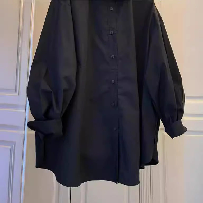Damen Lässige Baumwollbluse mit Puffärmeln Shop Nory